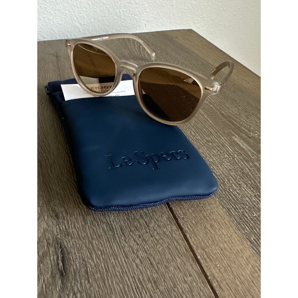 Le Specs Bandwagon Sunglasses Matte Stone Copper Mirror Round Unisex NWOT 51mm - Picture 3 of 8